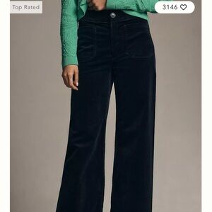 Anthropologie Maeve Collette Wide Leg Full Length Pants - Corduroy in Black.